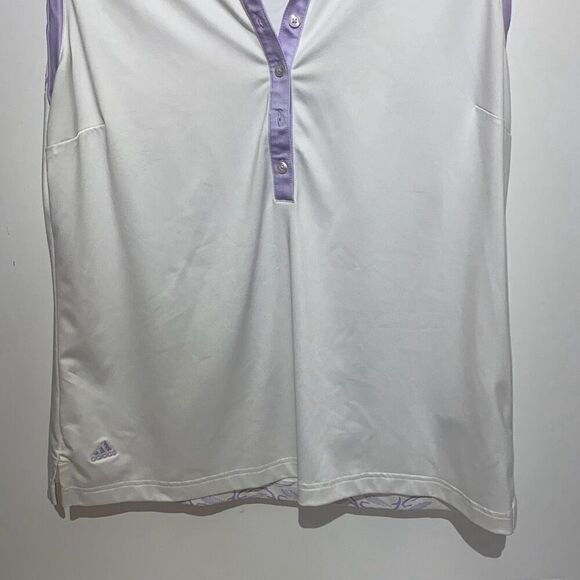 Adidas Women's White Climacool Half Button Sleeveless Golf Polo Shirt Size Large - Picture 2 of 9